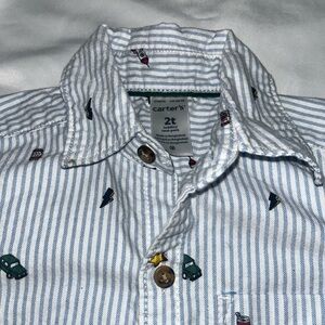 Carter's Blue Striped Boys 2t Shirt EASTER PASSOVER OR SPRING